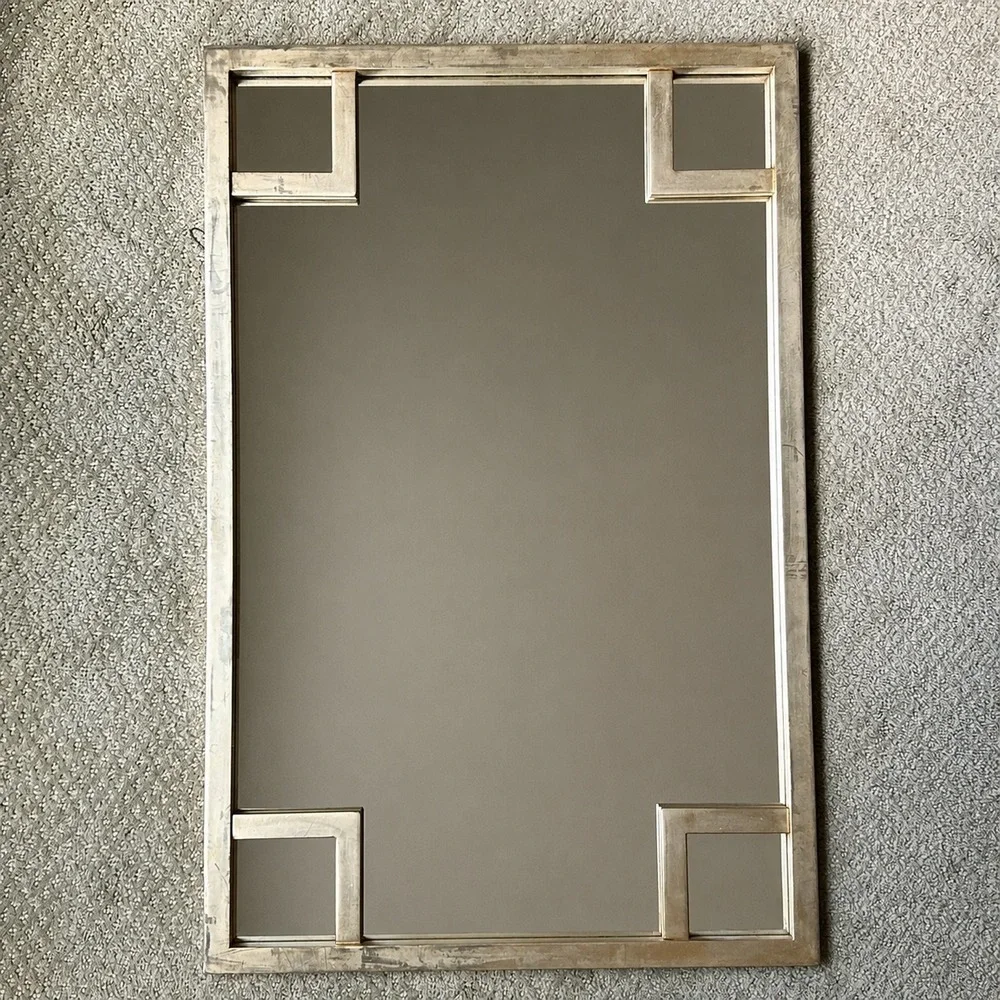 VTG Hollywood Regency Brass Gold Tone Geometric Wall Mirror 18.5